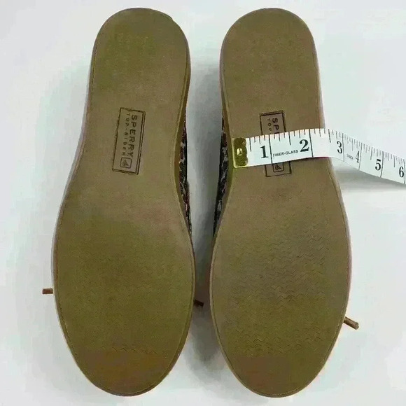 Sperry Top Sider Boat Shoes Sparkly Leopard Brown Black Raw Hide Lace Size 7.5M - Picture 14 of 16